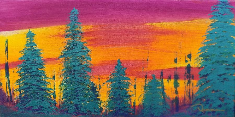 Blue Spruce Sunset Painting by Ramona Patterson - Pixels