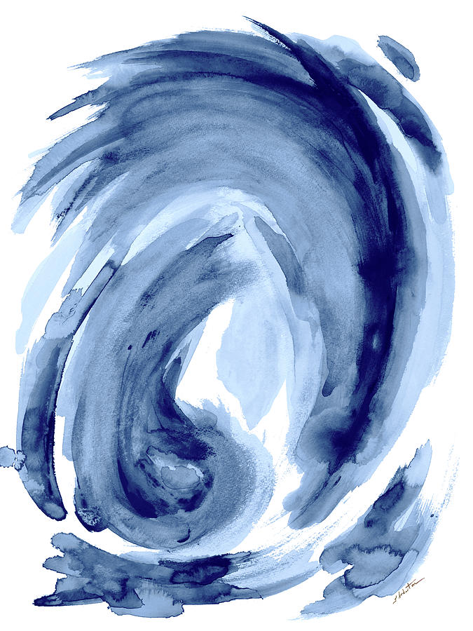 Abstract Painting - Blue Swirl I #1 by L. Hewitt