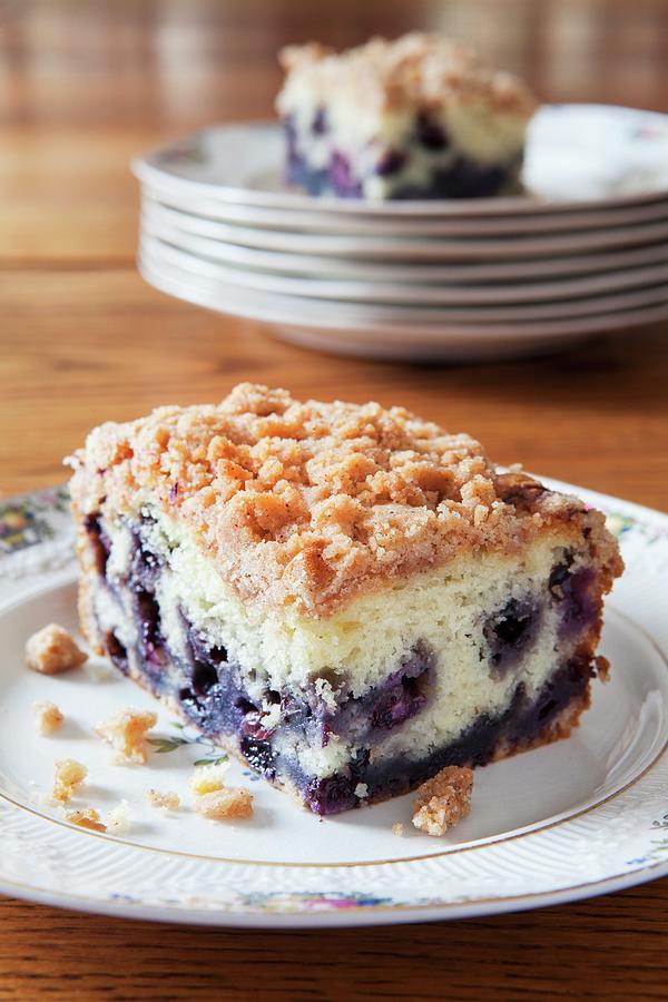 Blueberry Buckle blueberry Cake, Usa On A Dining Room Table #1 Photograph by Amy Kalyn Sims