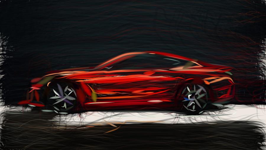BMW 8 Series Coupe Drawing #2 Digital Art by CarsToon Concept