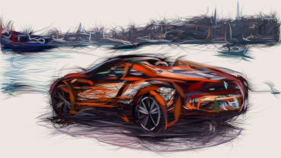 BMW i8 Roadster Drawing #2 Digital Art by CarsToon Concept