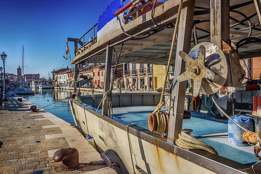 boat on Italian Canal Port Photograph by Vivida Photo PC