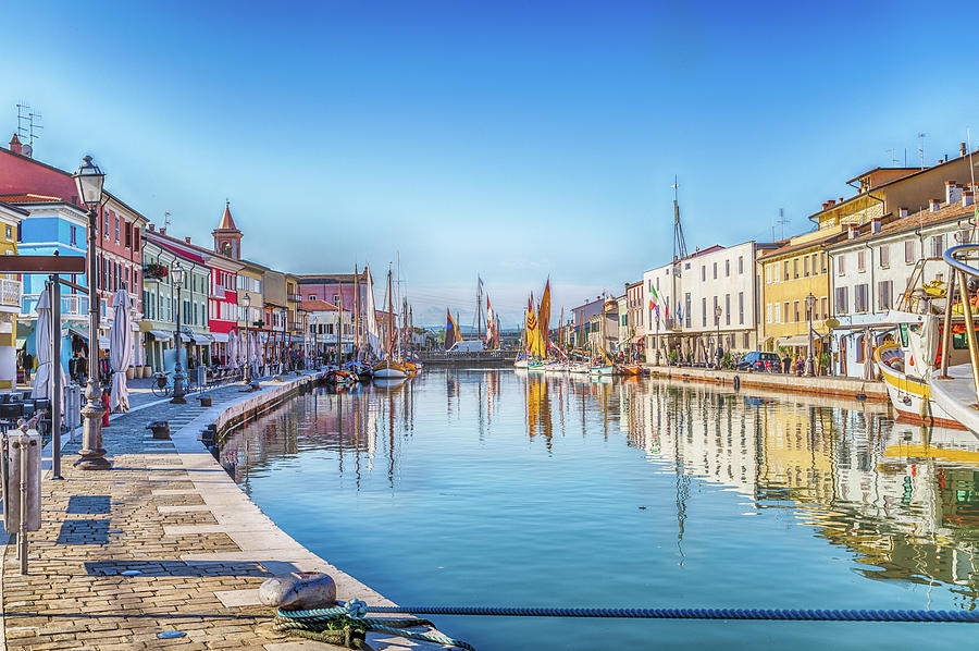 boats on Italian Canal Port #1 Photograph by Vivida Photo PC