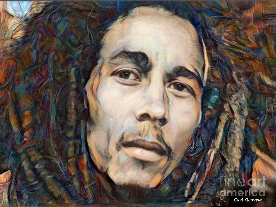 Face Mixed Media - Bob Marley  #1 by Carl Gouveia
