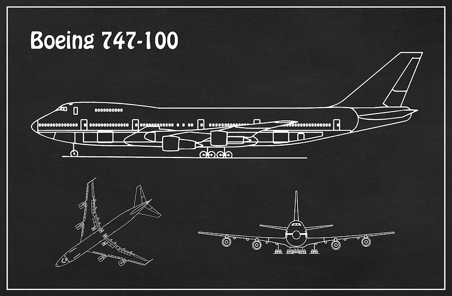 Boeing 747 - 100 - Airplane Blueprint. 