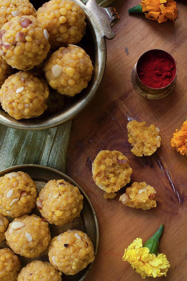 Boondi Ladoo sweet Fried Dumplings, India #1 Photograph by Nandita Shyam Sunder