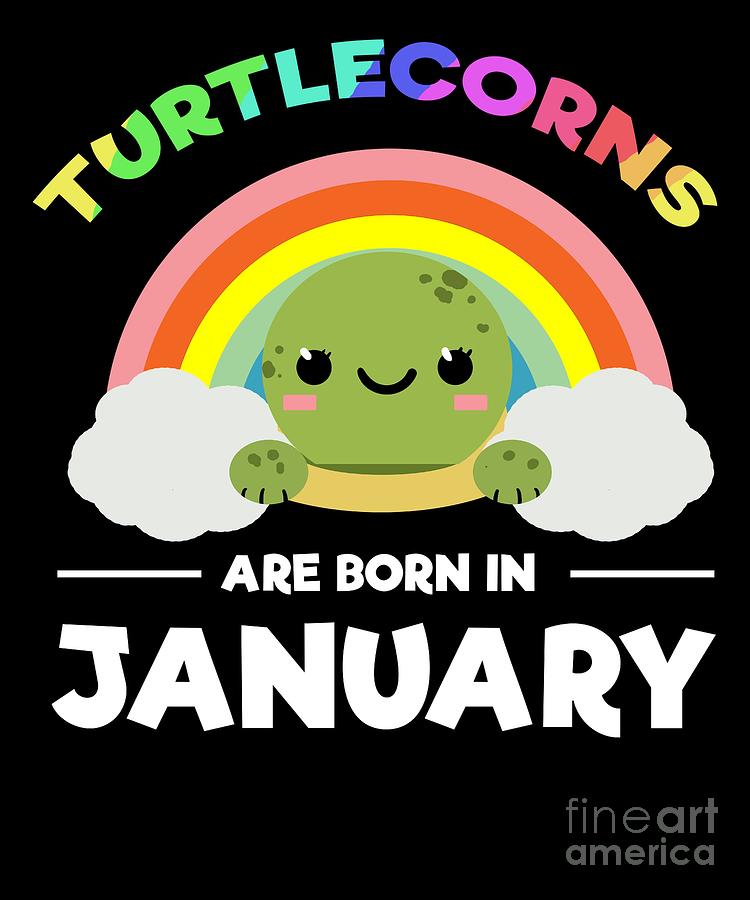 Pixels Born in January Turtle Unicorn Turtlecorn Kids Women's T-Shirt by TeeQueen2603