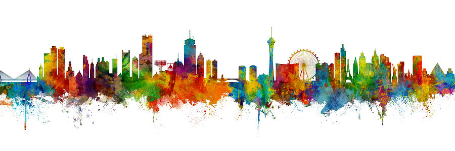 Boston and Las Vegas Skylines Mashup #1 Digital Art by Michael Tompsett