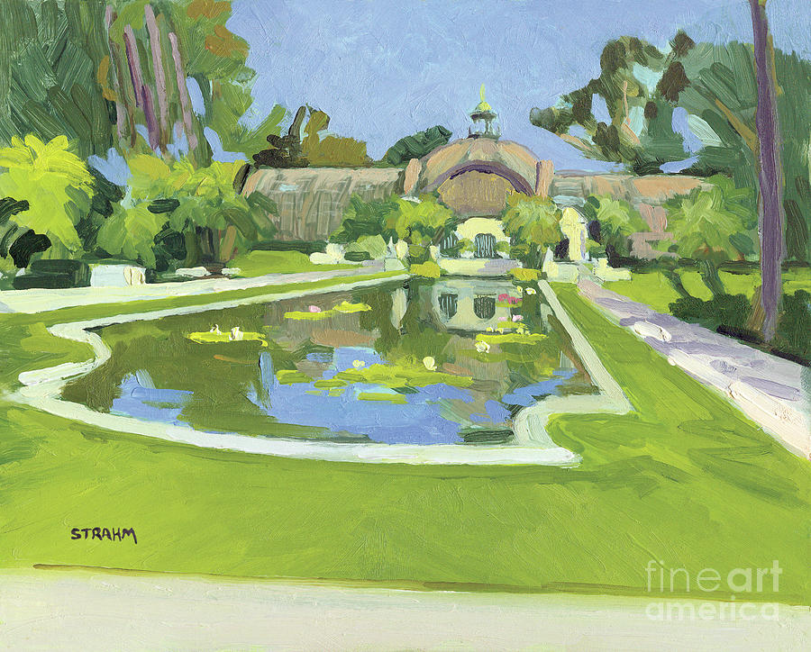 San Diego Painting - Botanical Building Reflection Pond Balboa Park San Diego California by Paul Strahm