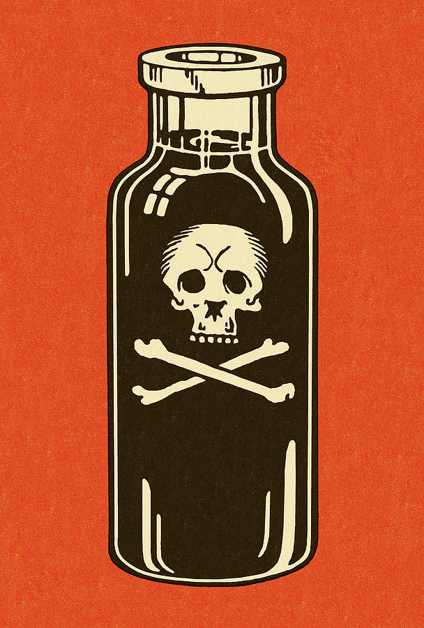 Vintage Drawing - Bottle of Poison #1 by CSA Images