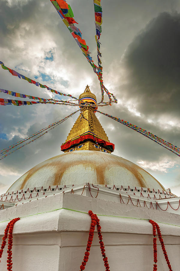 Boudha, bodhnath or Boudhanath stupa with prayer flags, the bigg #1 Photograph by Marek Poplawski