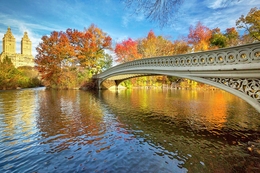 Bow Bridge In Central Park, Manhattan Digital Art by Claudia Uripos