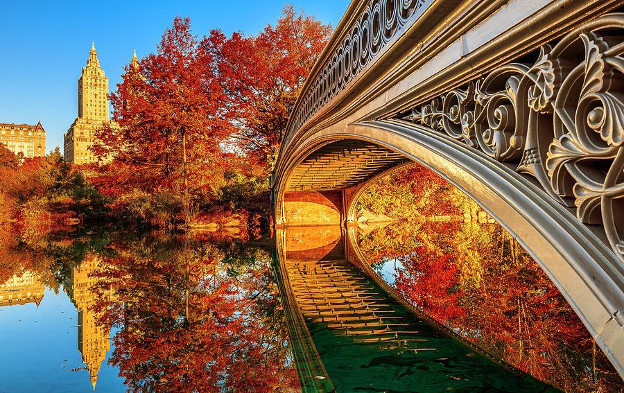 Bow Bridge In Central Park, Nyc #1 Digital Art by Antonino Bartuccio