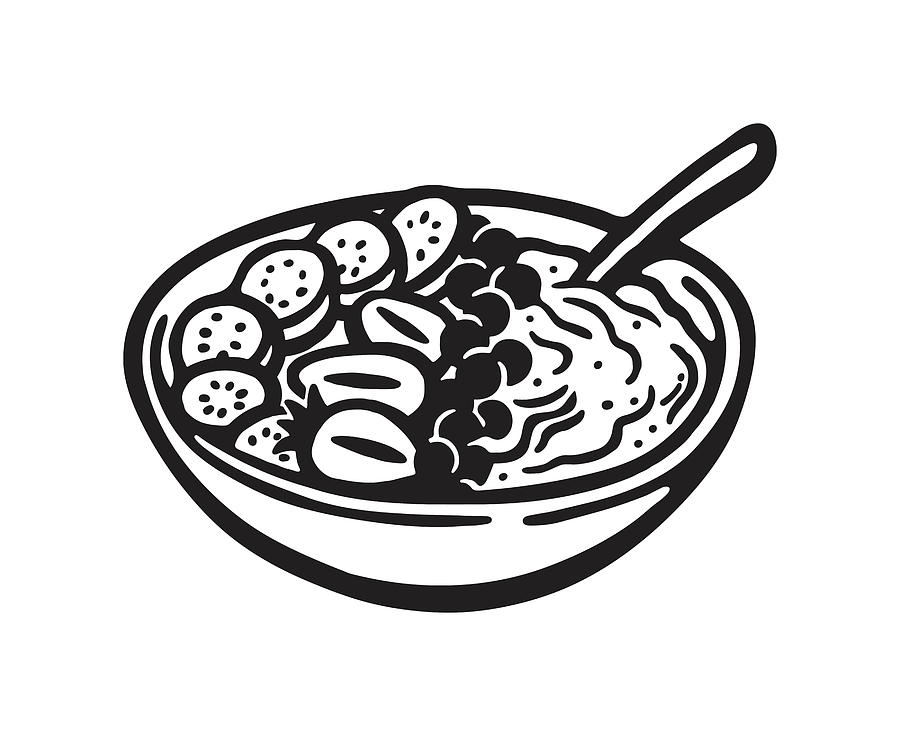 Black And White Drawing - Bowl of Food #1 by CSA Images