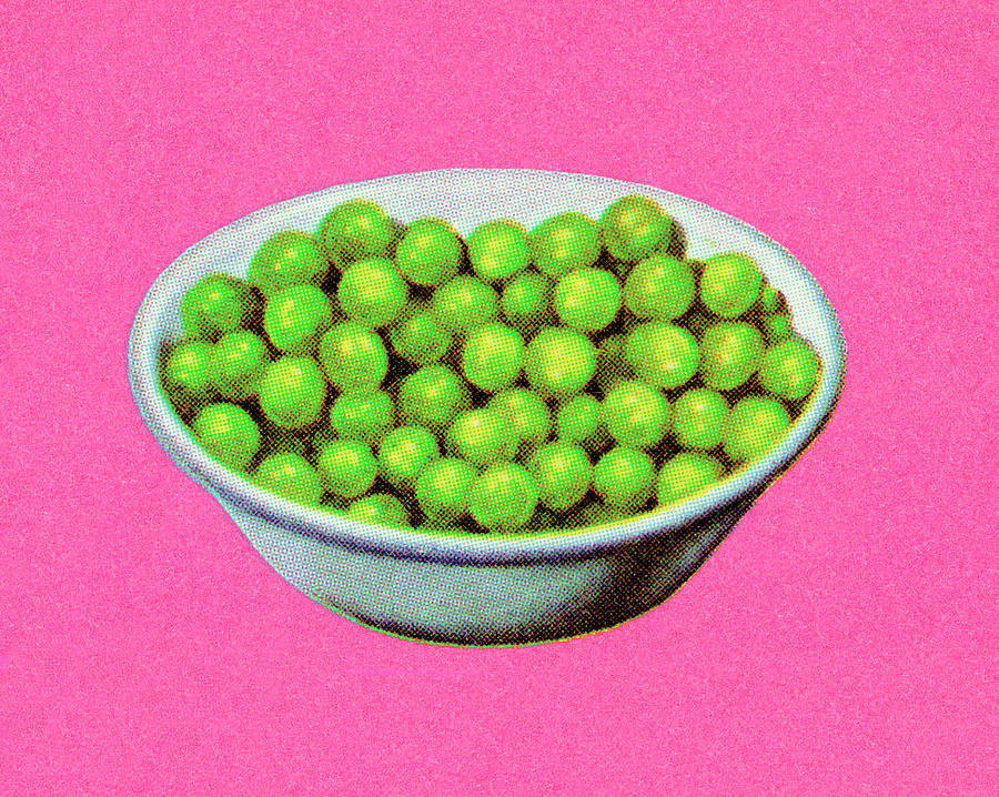 Vintage Drawing - Bowl of Peas #1 by CSA Images