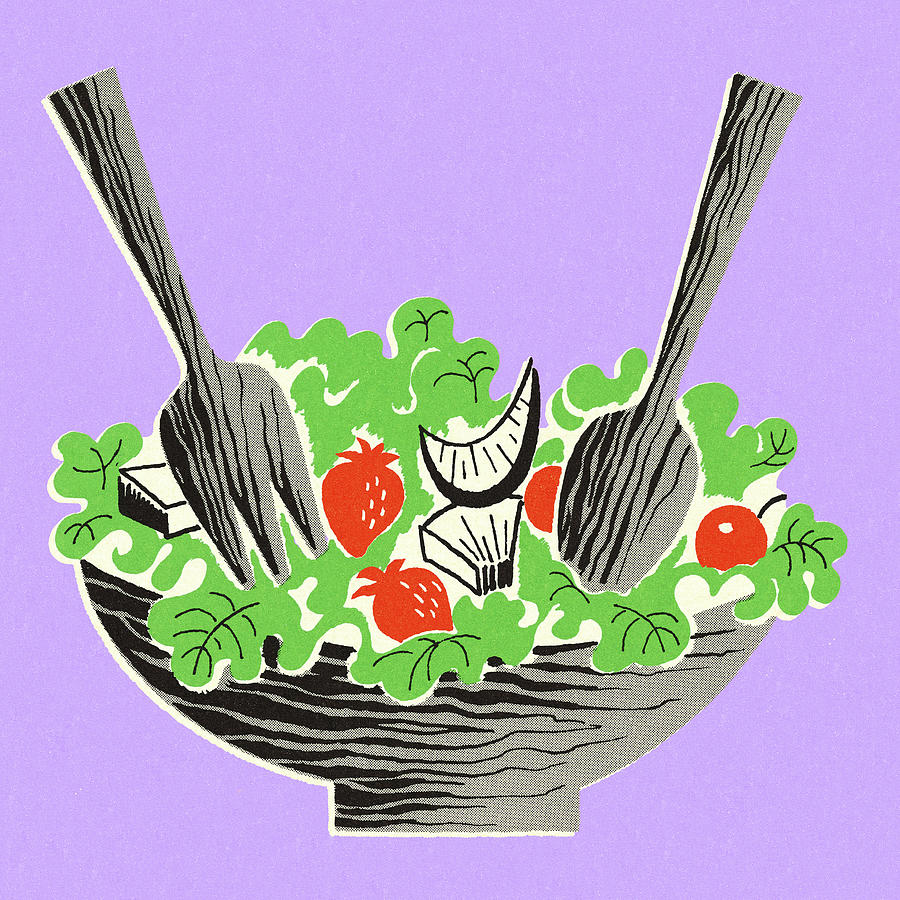 Lettuce Drawing - Bowl of Salad #1 by CSA Images