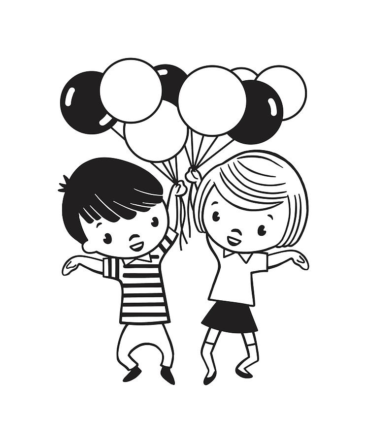drawings of a girl and boy holding hands