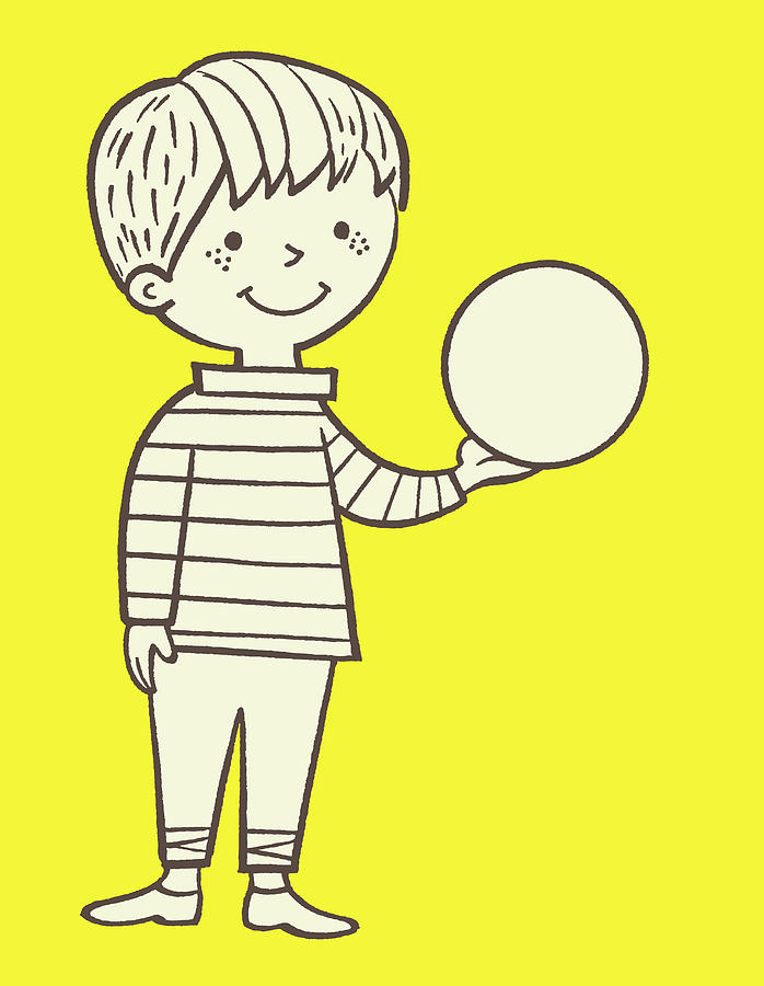 Boy Holding Ball Drawing By CSA Images - Fine Art America