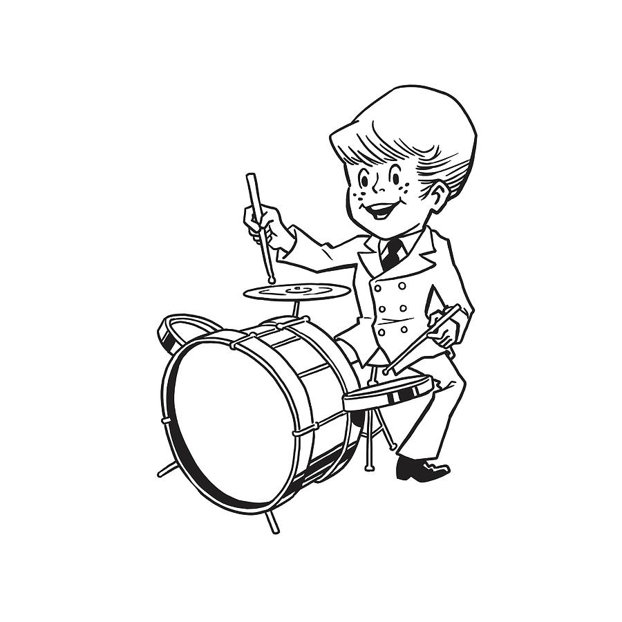 1 Boy Playing A Drum Set Csa Images 
