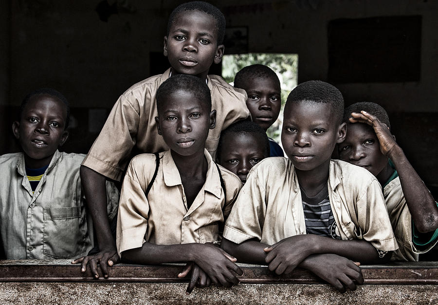 Portrait Photograph - Boys At School In Benin by Joxe Inazio Kuesta Garmendia