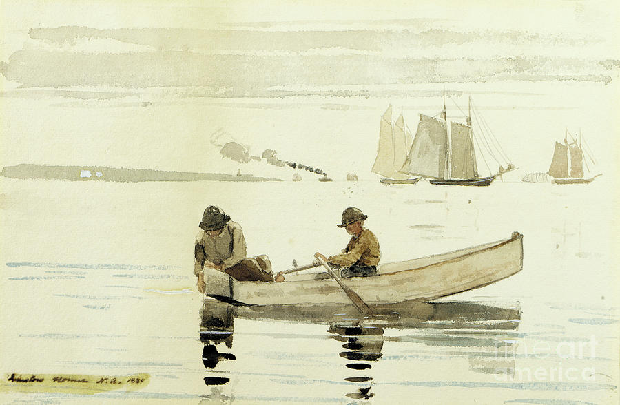 Boys Fishing, Gloucester Harbor, 1880 Painting by Winslow Homer