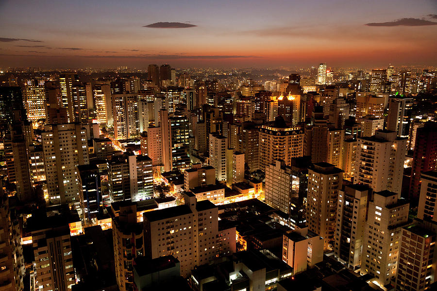 Brazil - Sao Paulo City At Nightfall #1 Photograph by Christopher Pillitz