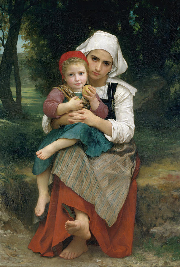 William Adolphe Bouguereau Painting - Breton Brother and Sister #1 by William-Adolphe Bouguereau