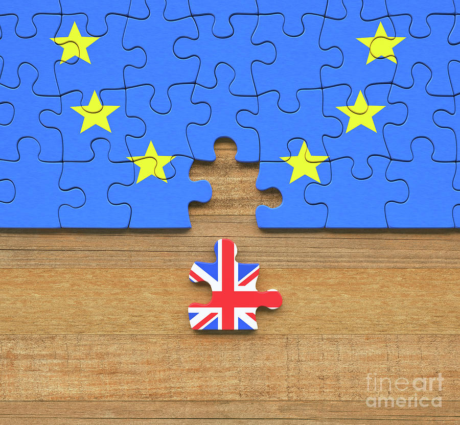 Brexit Jigsaw Puzzle #1 Photograph by Ktsdesign/sciencephotolibrary