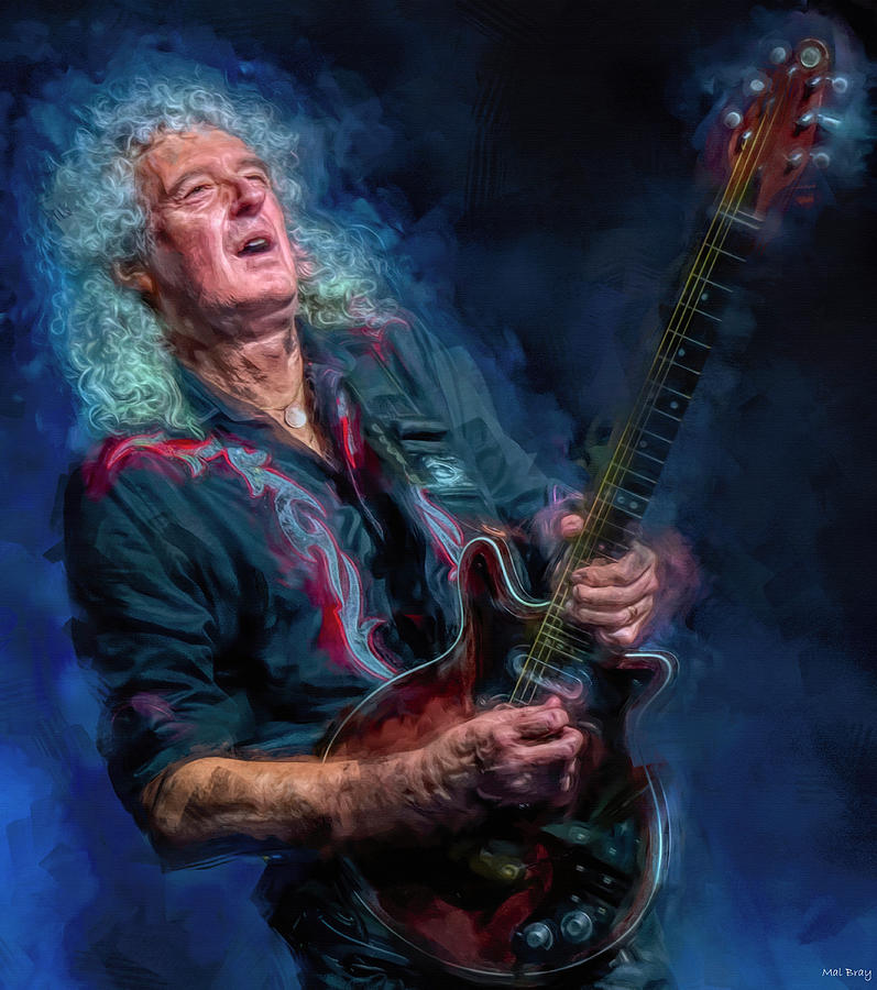Brian May Queen #2 Mixed Media by Mal Bray