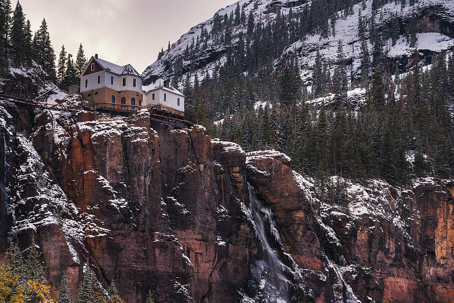 Bridal Veil Falls With A Power Plant At Its Top In Telluride Colorado Photograph By Miroslav Liska
