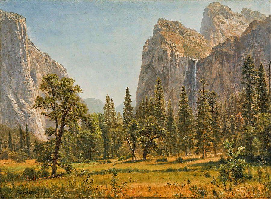 Bridal Veil Falls, Yosemite Valley #1 Painting by Albert Bierstadt