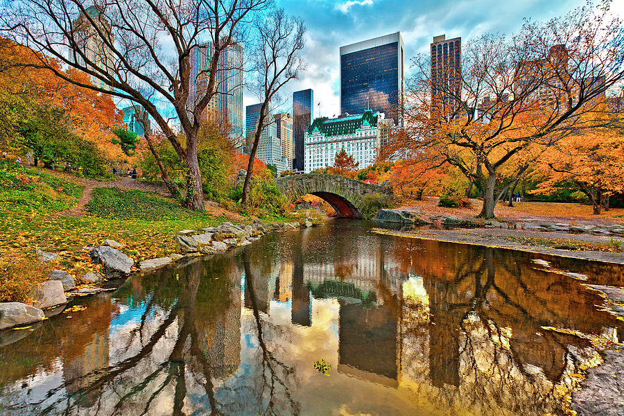 Bridge & Pond, Central Park, Nyc Digital Art by Claudia Uripos - Fine ...