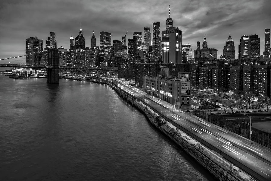 Brooklyn Bridge and Lower Manhattan Skyline #1 Photograph by Susan Candelario