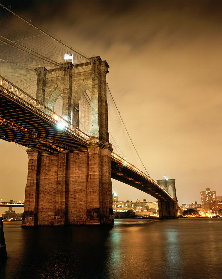 Brooklyn Bridge At Night Photograph by Silvia Otte