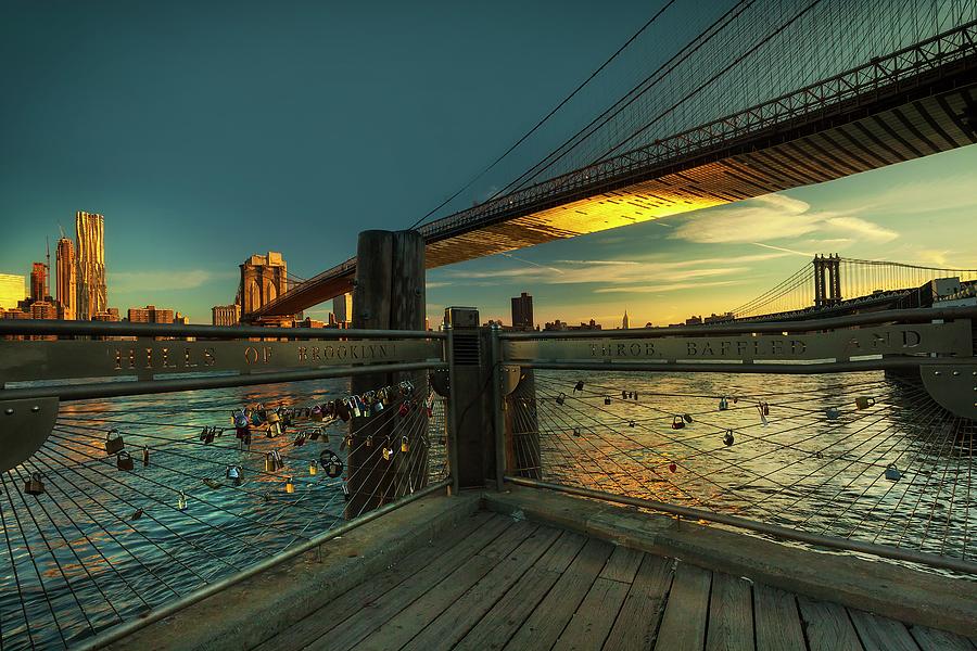 Brooklyn Bridge Park & Nyc Skyline #1 Digital Art by Claudia Uripos