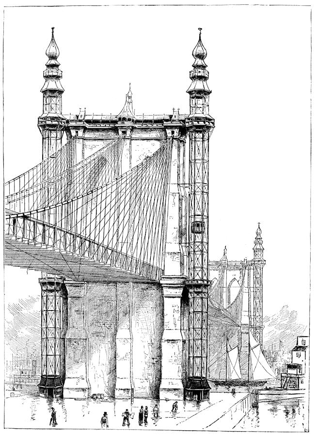 Brookyn Bridge Plan, 1886 Drawing by Granger | Fine Art America