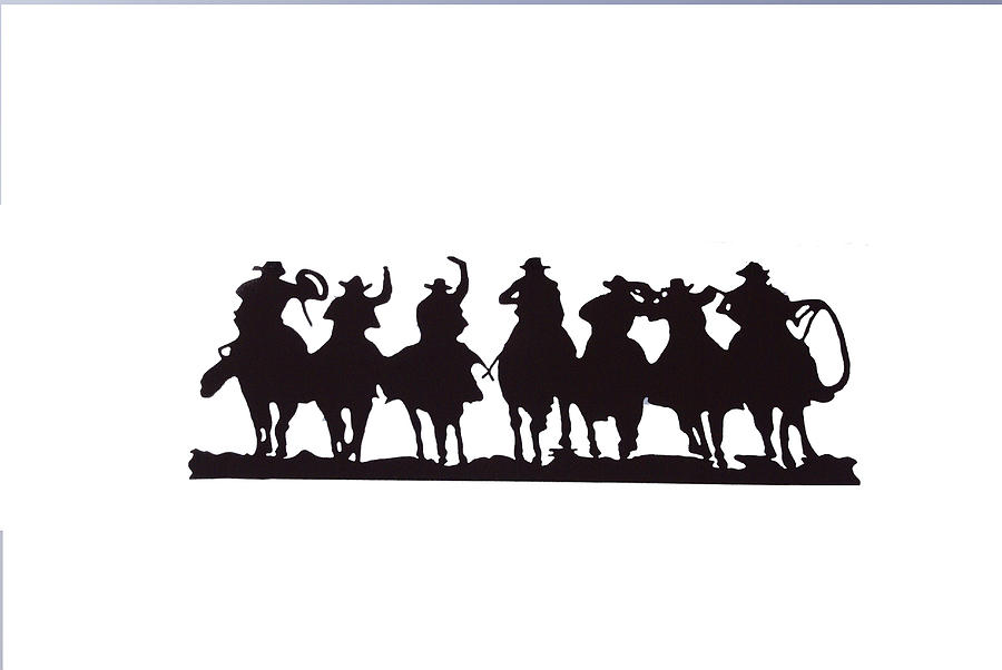 Buckaroos - cowboys with lariats galloping on their horses #1 Photograph by Steve Estvanik
