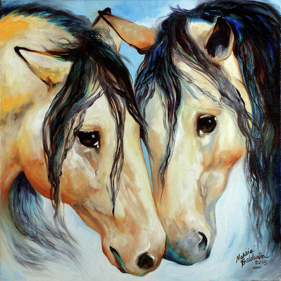 Horse Painting - Buckskin Friends #1 by Marcia Baldwin