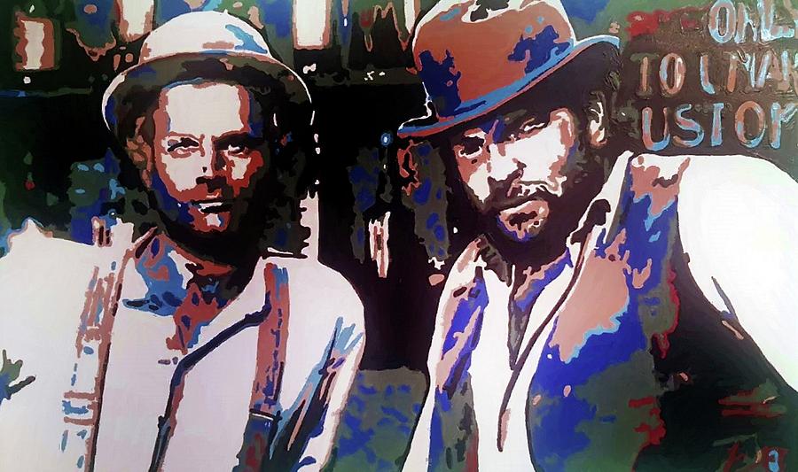 BUD SPENCER AND TERENCE HILL Movie Scene Painting by Artista Fratta - Fine  Art America