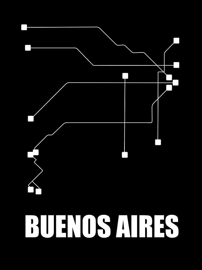 Map Digital Art - Buenos Aires Black Subway Map #1 by Naxart Studio