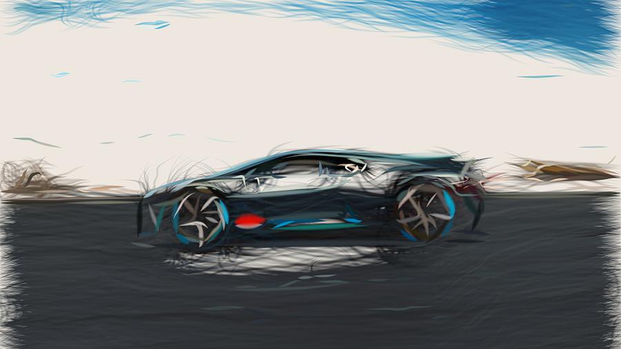 Bugatti Divo Drawing #2 Digital Art by CarsToon Concept