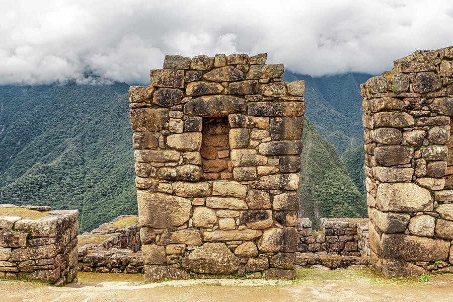 Building structure in Incas city of Machu Picchu in Peru. #1 Photograph ...