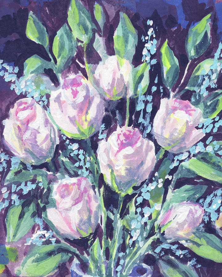 Burst Of Roses Floral Impressionism  #1 Painting by Irina Sztukowski