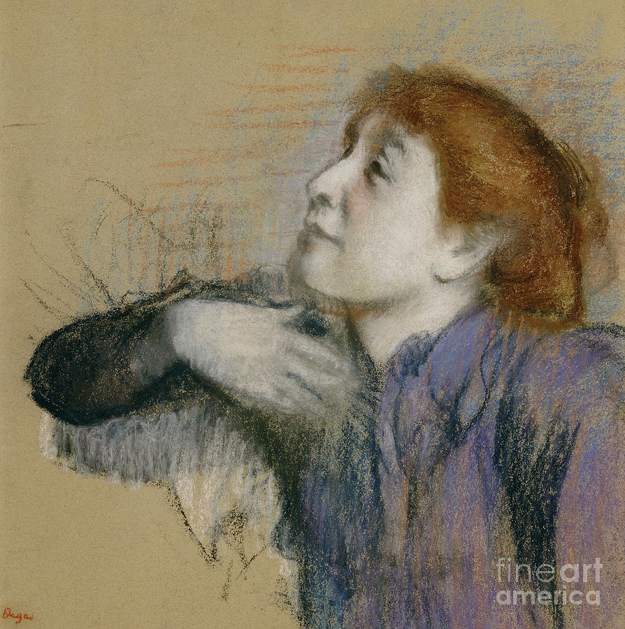 Bust of a Woman Pastel by Edgar Degas
