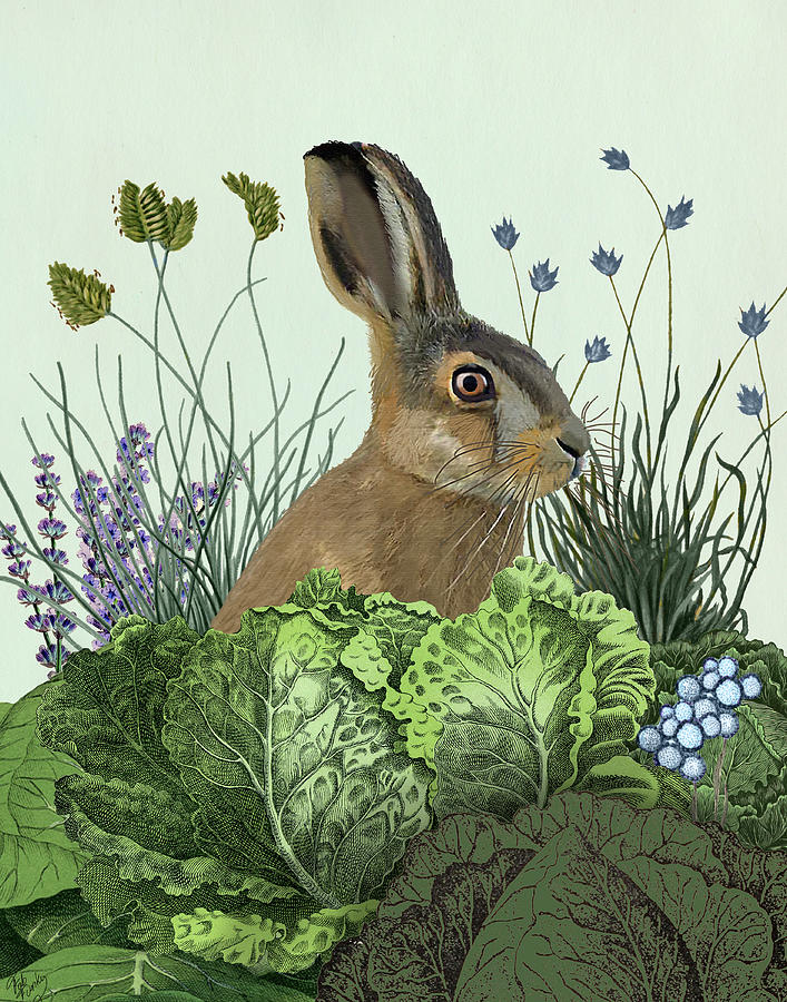 Cabbage Patch Rabbit 3 Painting by Fab Funky - Fine Art America