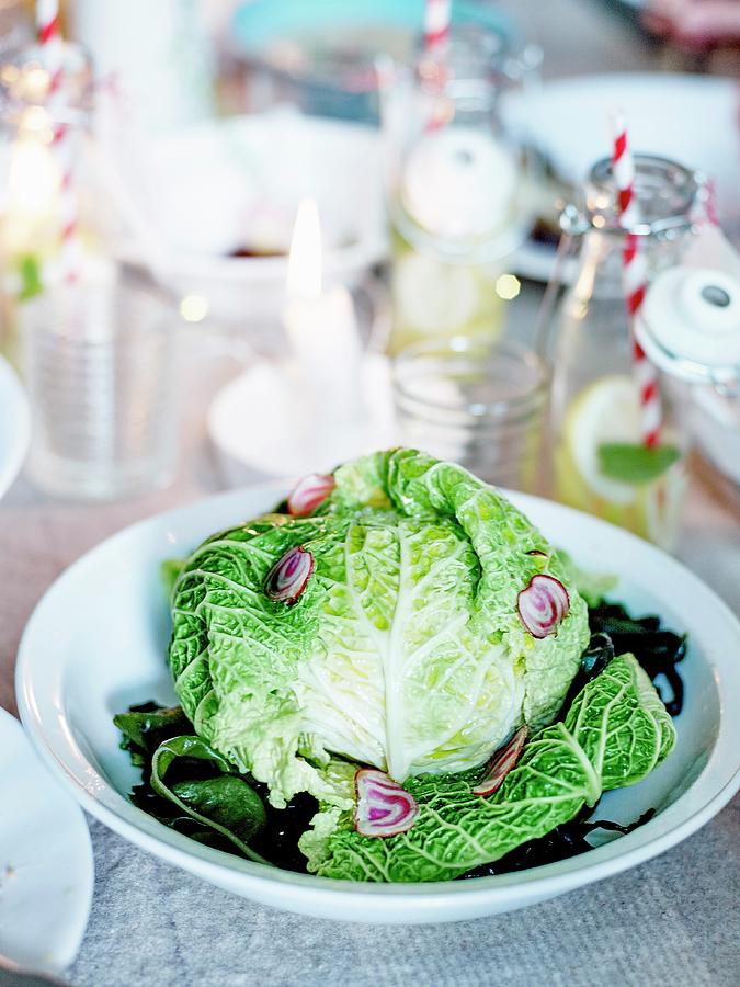 Cabbage With Beetroot, Seaweed And Swiss Chard Greens #1 Photograph by Amiel