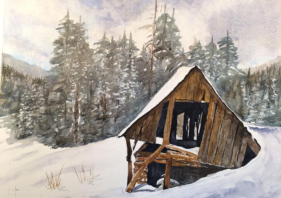 Cabin In The Woods Painting By Robert Varga