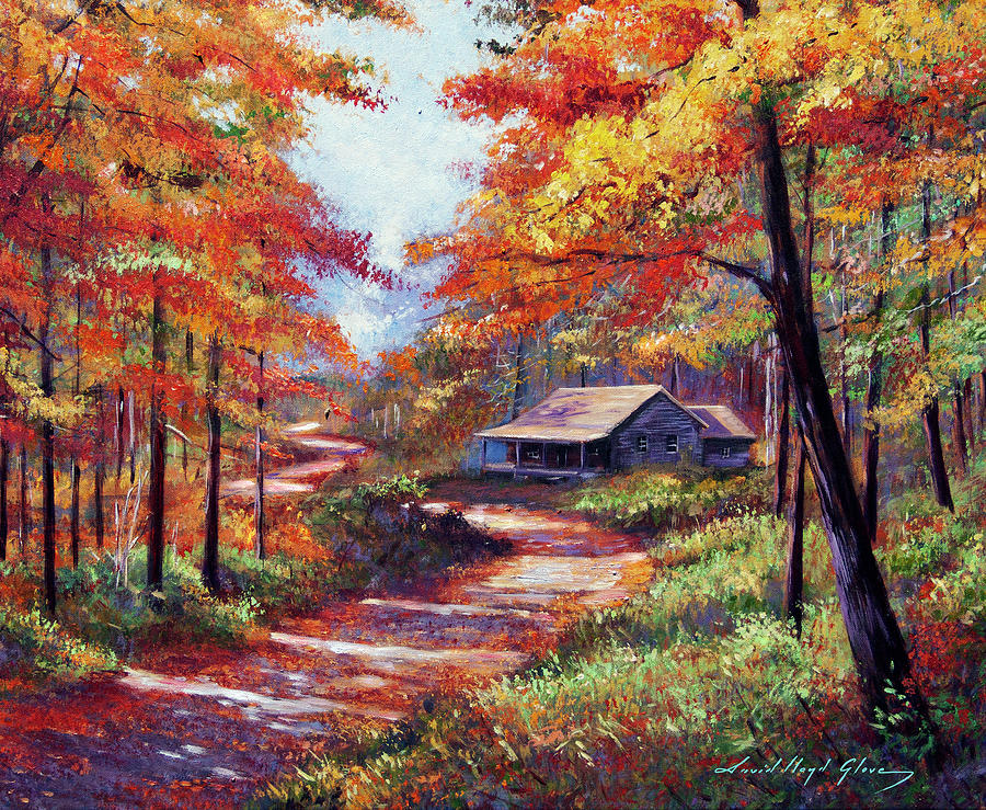 Cabin In The Woods #1 Painting by David Lloyd Glover