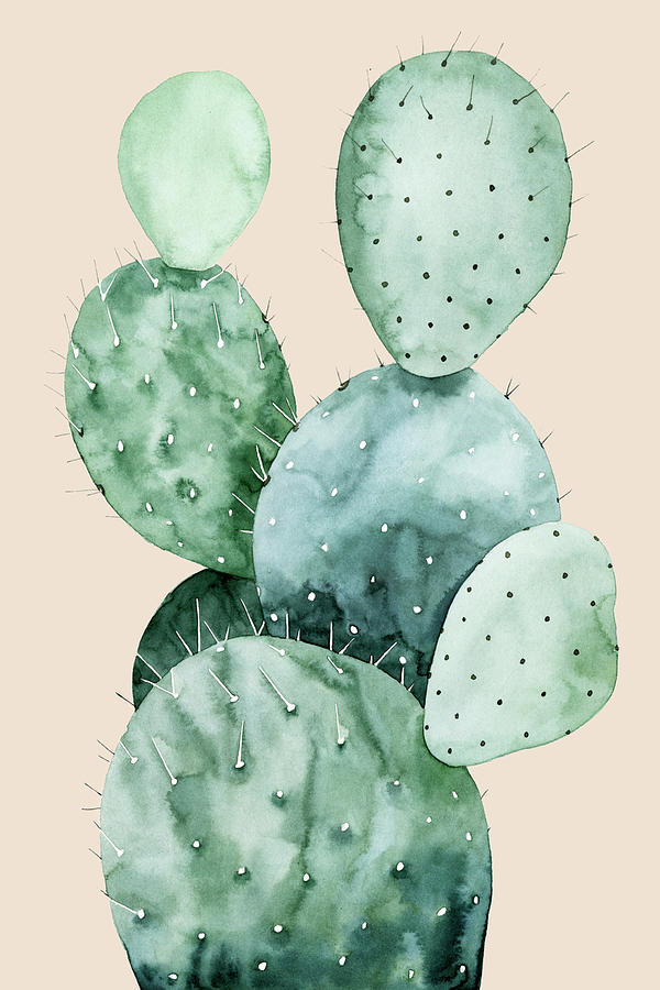 Coastal Painting - Cactus On Coral II #1 by Grace Popp