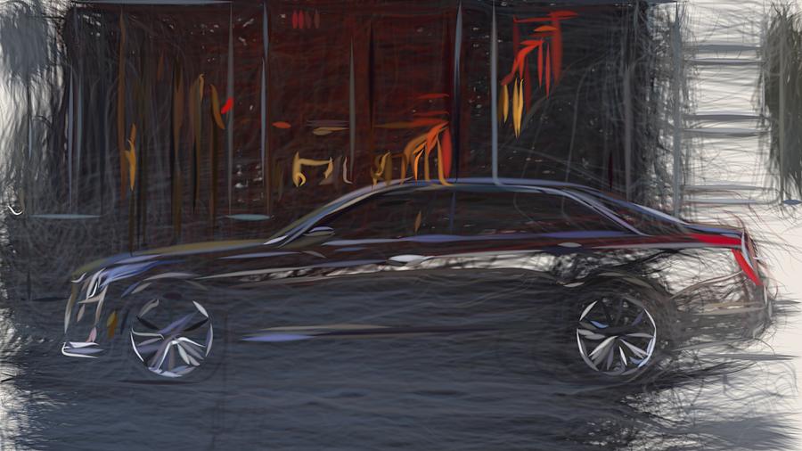 Cadillac CT6 Draw #2 Digital Art by CarsToon Concept